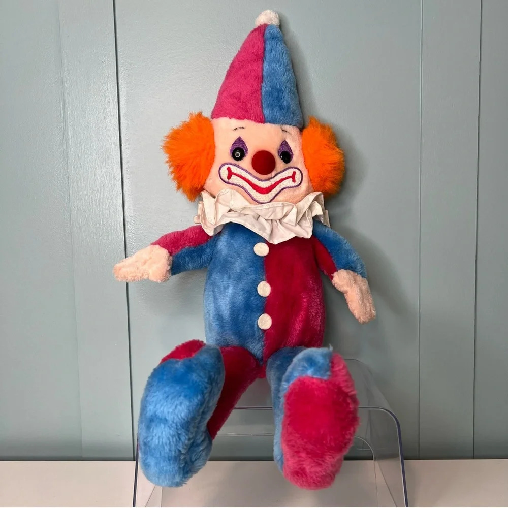 Mighty Star Vintage‎ Pink Blue Color Block Hang Up Orange Hair Clown.